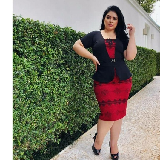 Vestido Plus Size Moda Evangélica Social De Jacard Tamanho Grande do P ao G3