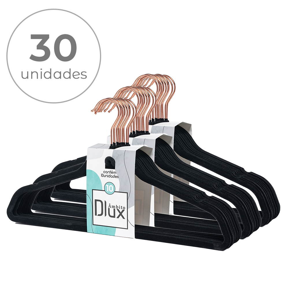 Cabides De Veludo Slim Ultrafino Anti Deslizante Preto Com Gancho Rose Shopee Brasil