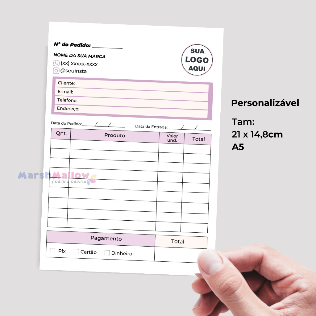 Bloco Talão de Venda Recibo com 100 ou 50 folhas Personalizado com a ...