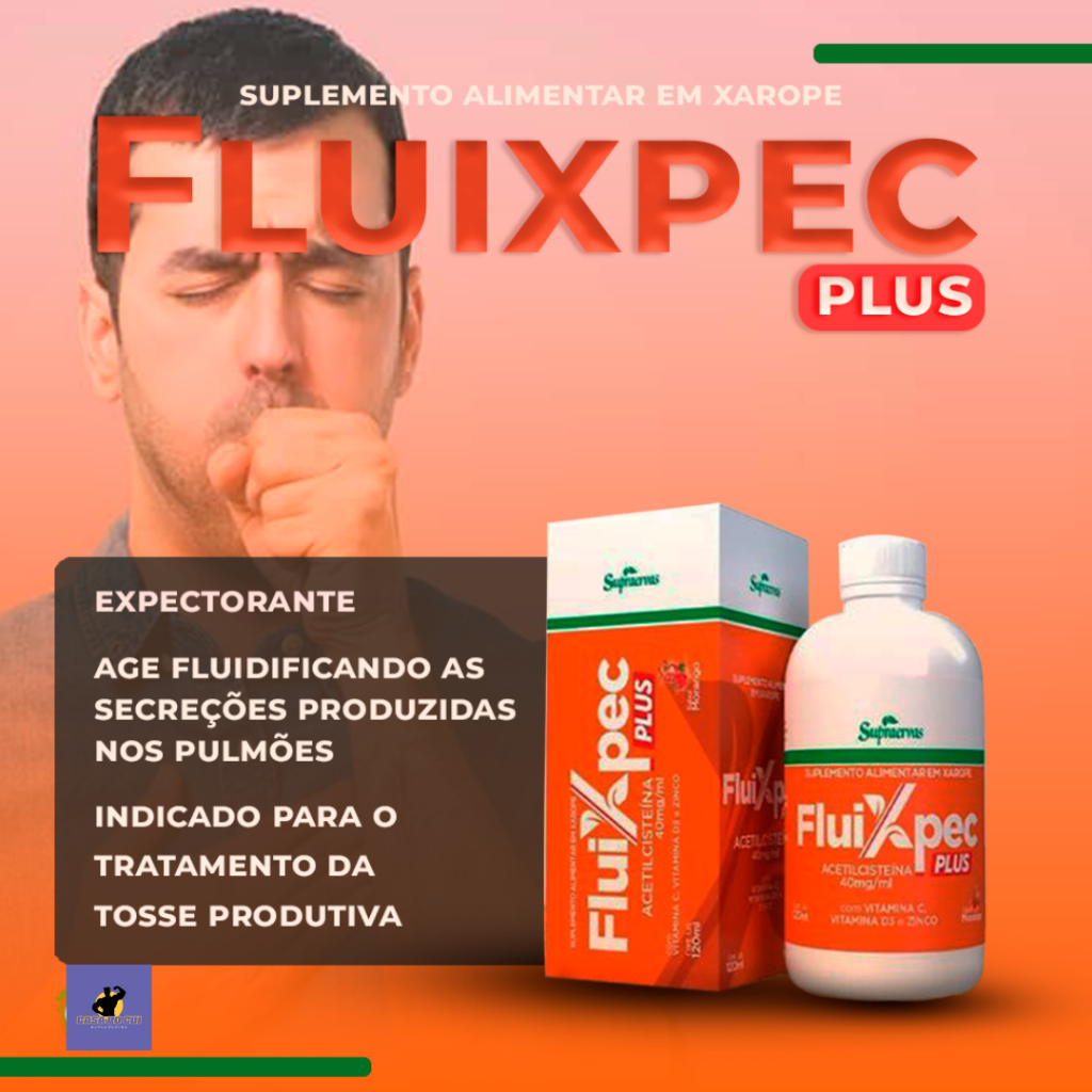 FluiXpec Acetilcisteína Xarope Sabor Morango SupraErvas 120ml