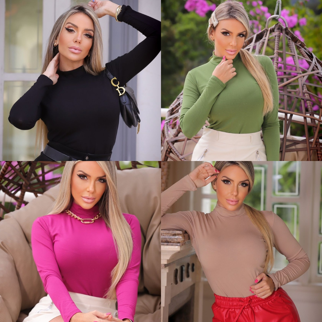 Blusa Femenina Cacharrel Gola alta Manga Longa De Frio