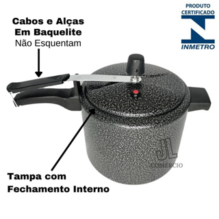 Panela De Pressão 4,5 Litros Alumínio Preto Craqueado Certificada Pelo Inmetro