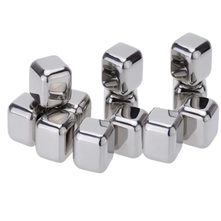 CONJUNTO Cubos de Gelo Inox Reutilizável P/ Whisky Refrigerante Suco Mantém Gelado Por Mais Tempo