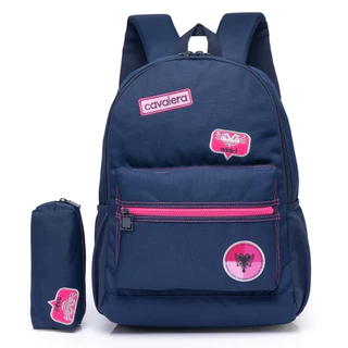 Mochila Escolar Feminina Estojo Reforçada Faculdade Logo Bordado em Oferta na Shopee