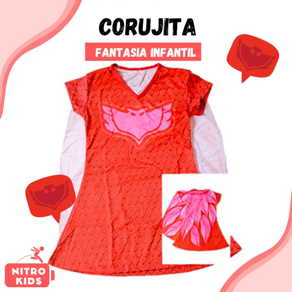 Fantasia Vestido Simples da Corujita (Pjmask)