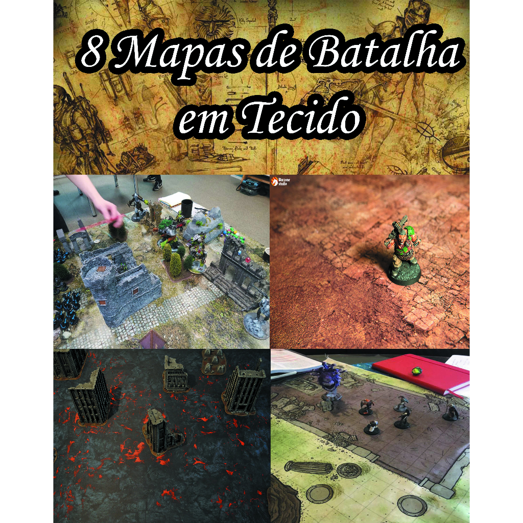12 mapas de batalha em tecido para RPG playmat