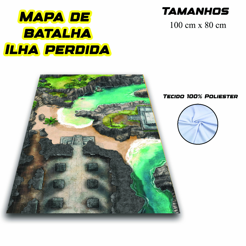 Playmat Mapa de Batalha RPG Ilha perdida dungeon and dragons