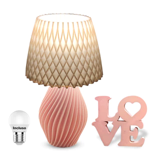 Luminária/Abajur Bivolt Decorativo para mesa e criado mudo + Palavra Love