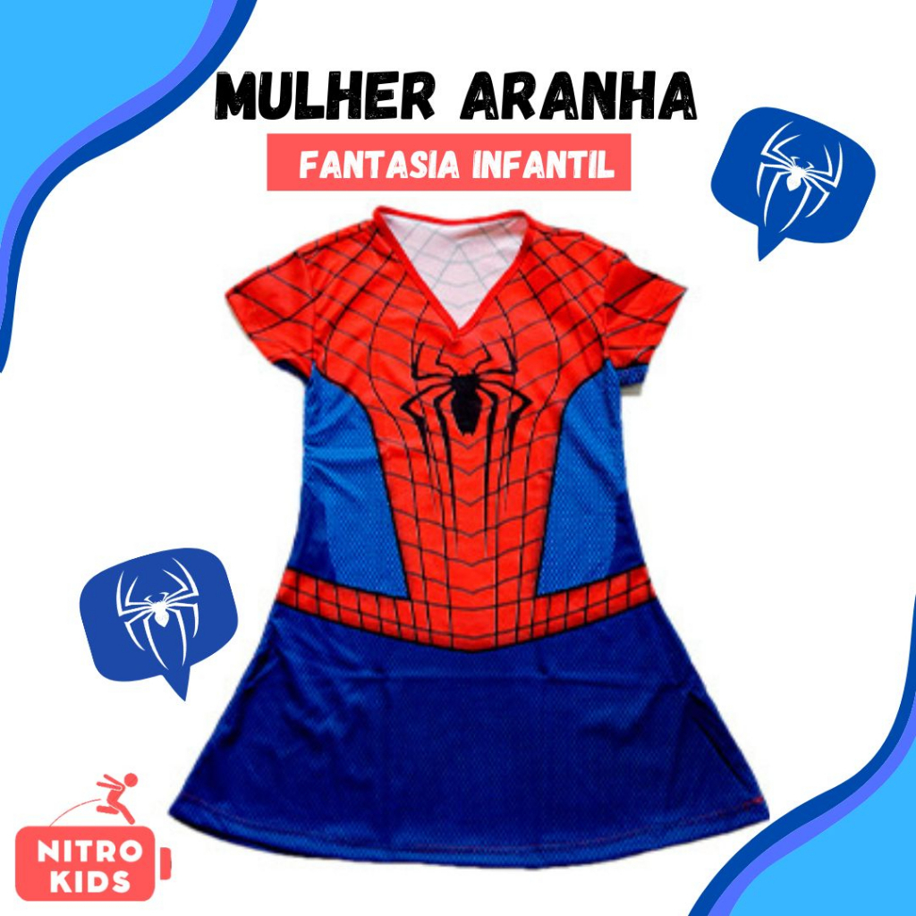 Fantasia Vestido Simples da Mulher Aranha | Shopee Brasil