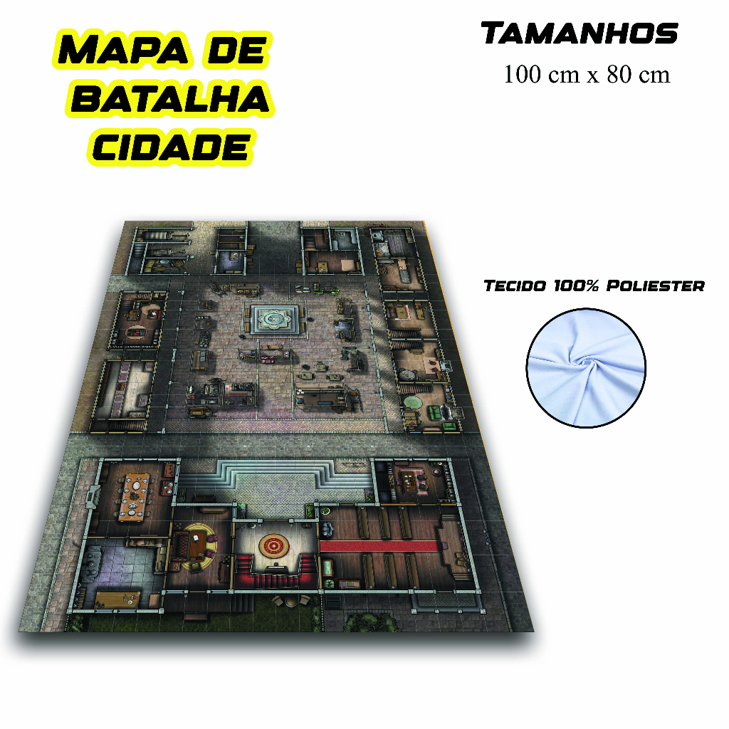 Playmat Mapa de Batalha RPG Cidade completa dungeon and dragons