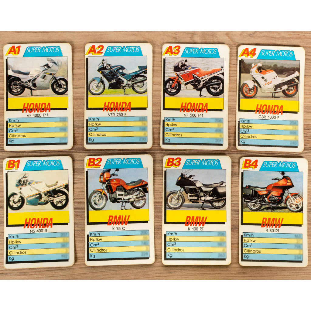 Jogo de Cartas Colecionáveis 4 Match Super Motos Cromy Club Anos