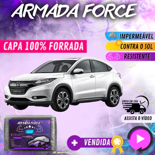 Capa Cobrir Carro HRV 100% Forrada Armada Force 100% Impermeável Forro Total Protege Sol Chuva Poeira Lona Proteção Automotiva Hatch e Sedan