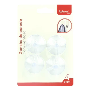 Jogo De Gancho de Parede Suporte Well Mix 4 Combo Peças Ventosa Multiuso Suporta Até 2,5kg - Premium