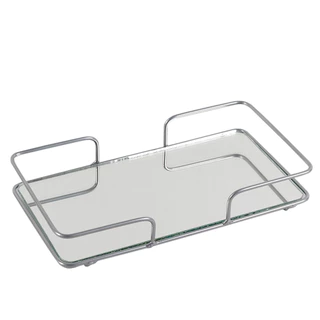 Bandeja Decorativa Candy 12x22cm Prata para Organização de Ambientes e Decoração