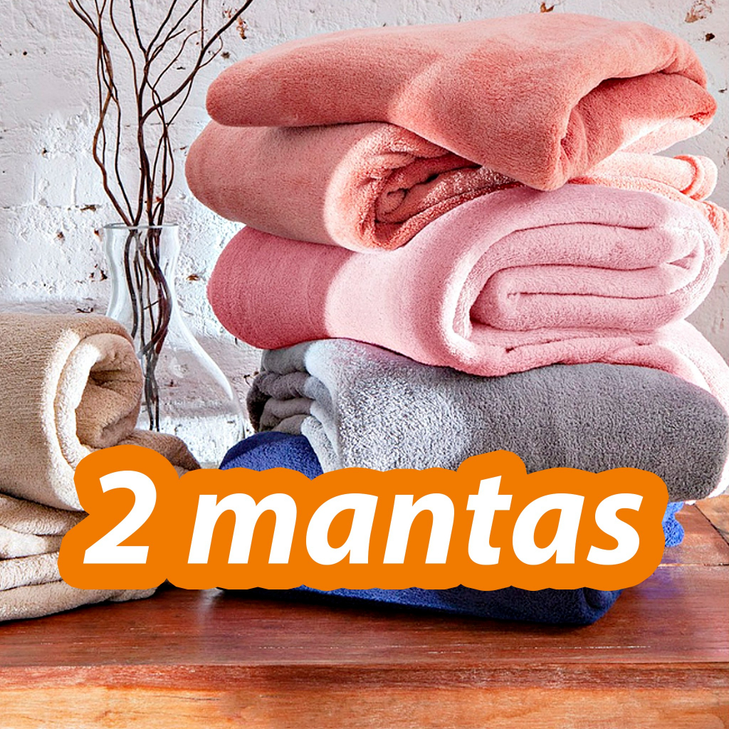 Kit com 2 Mantas Cobertor 1.80 x 2.00 Microfibra Casal Macia Quentinha Inverno