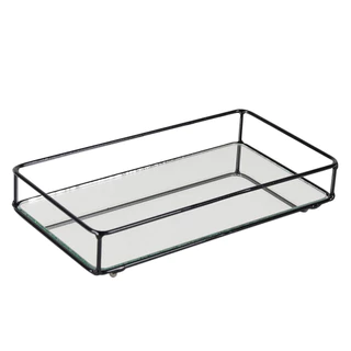 Bandeja Decorativa Helô 12x22cm Preta para Organização de Ambientes Lavabo, Difusor e Itens para decoração de casa