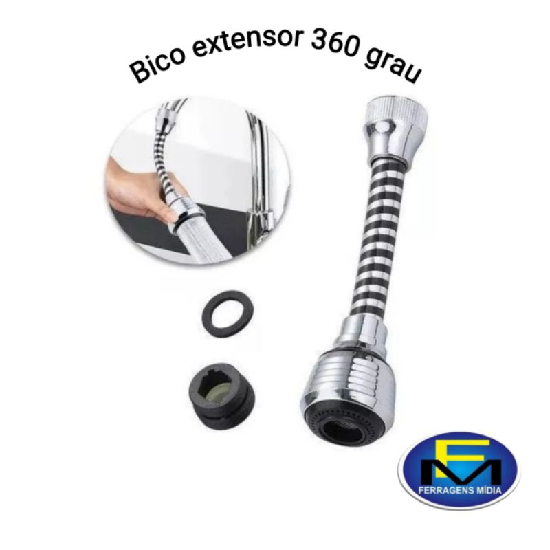 Torneira Bico Extensor Adaptador flexível De Pia Articulável que gira 360 Grau Chuveirinho