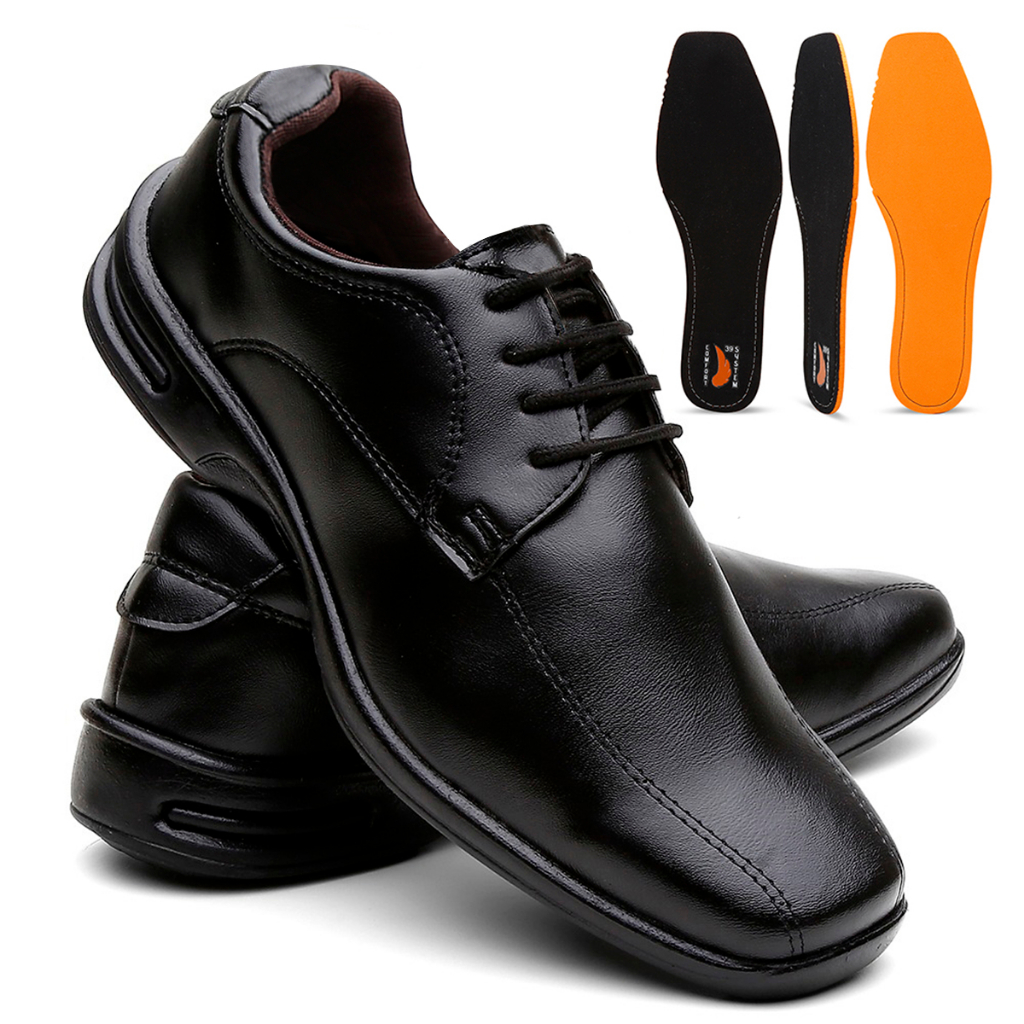 Sapato Social Ortopedico Masculino Palmilha Macia Anti Stress ...