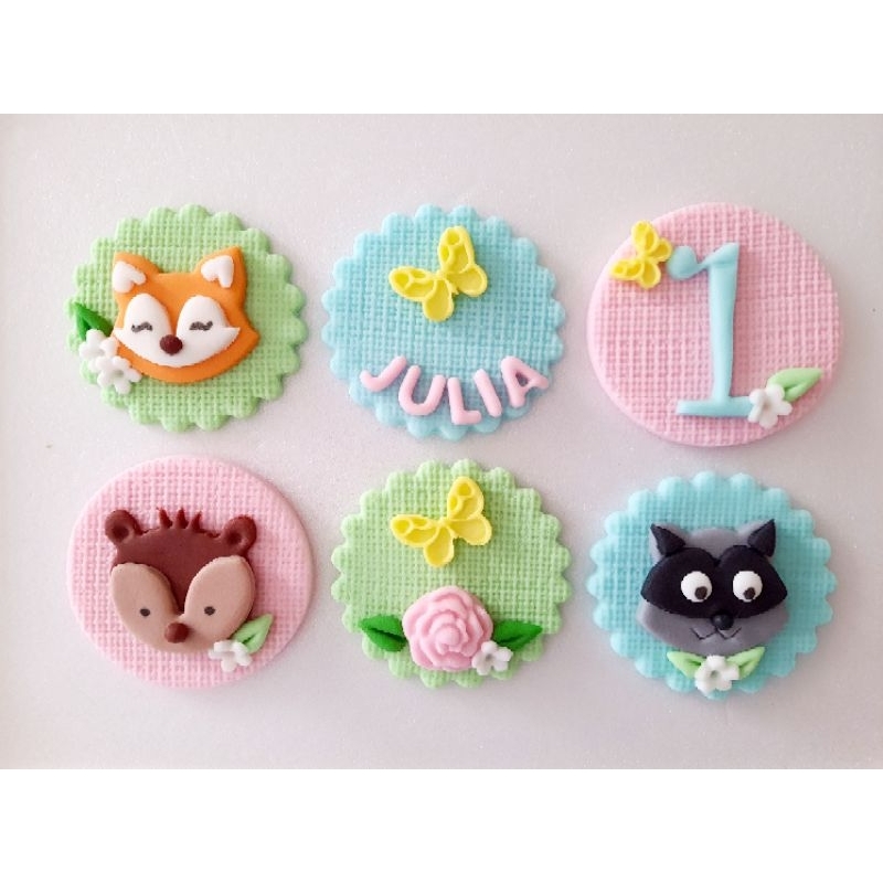 Kit 12 apliques de pasta americana Tema Bosque Encantado Shopee Brasil