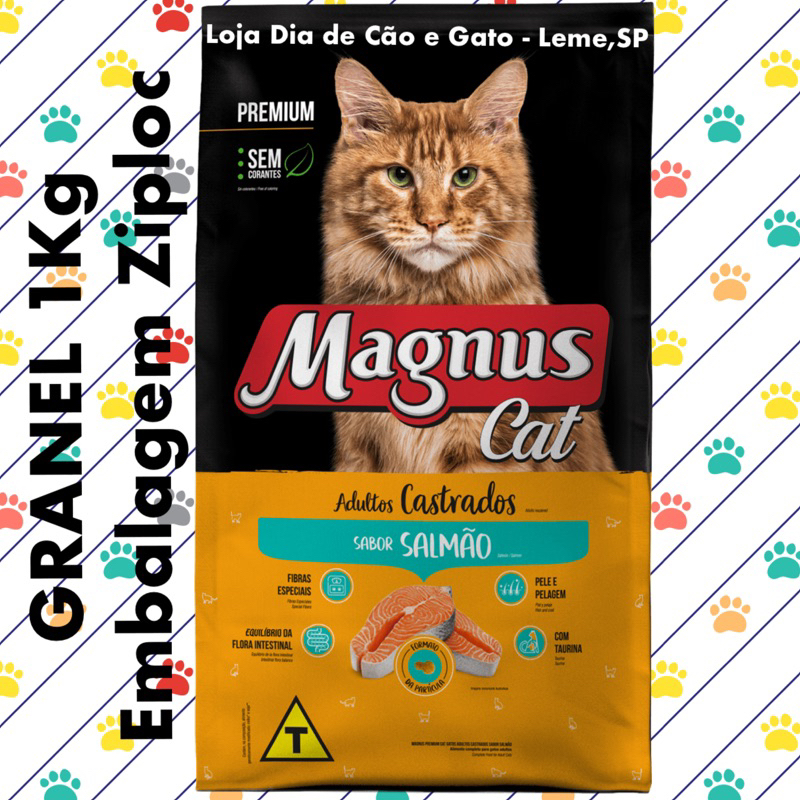 GRANEL 1Kg - Magnus Cat Premium Gatos Adultos Castrados Salmão | Shopee ...