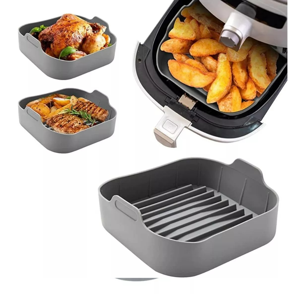 Cesto de Silicone Redondo/Papel descatavel Air Fryer e Forno Forma para  Fritadeira Elétrica com Alça - AliExpress