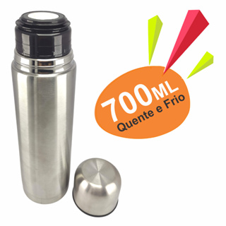 Garrafa Térmica Inox Inquebrável Quente e Frio Viagem Academia Caminhada Fitnes Água Café 700ml