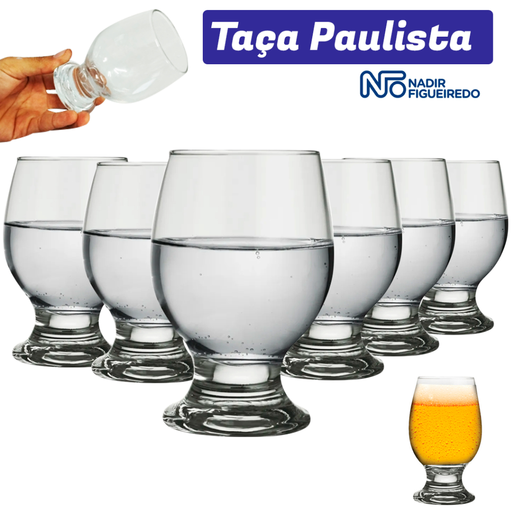 Jogo De Taça Para Água Nadir 250Ml Paulista 6 Peças - Transparente