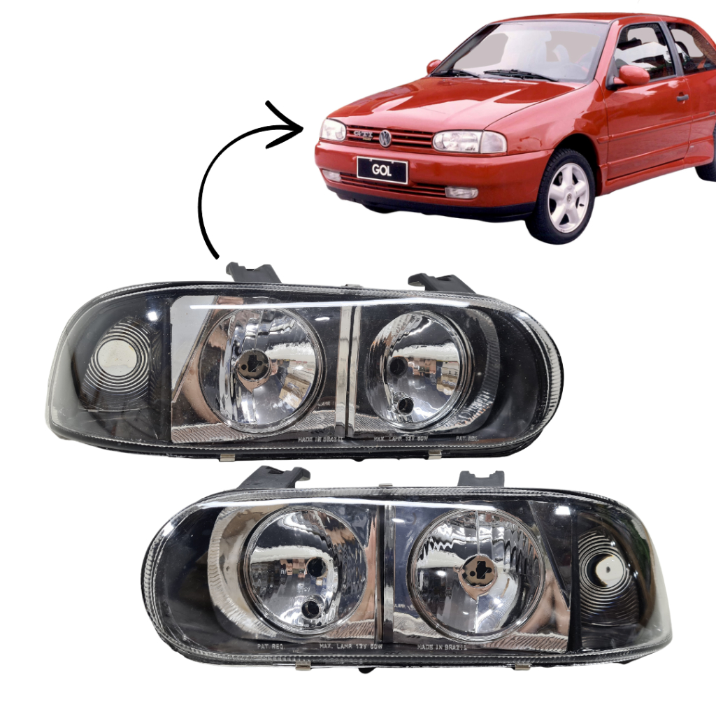 Par Farol Gol G2 Bola Tuning Foco Duplo Com Pisca Embutido