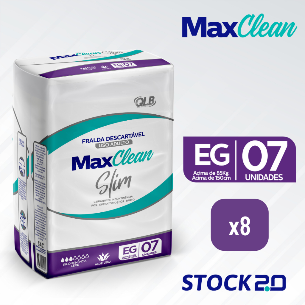 Kit Com 8 Pacotes de Fraldas Geriatricas Descartaveis Maxclean Slim ...