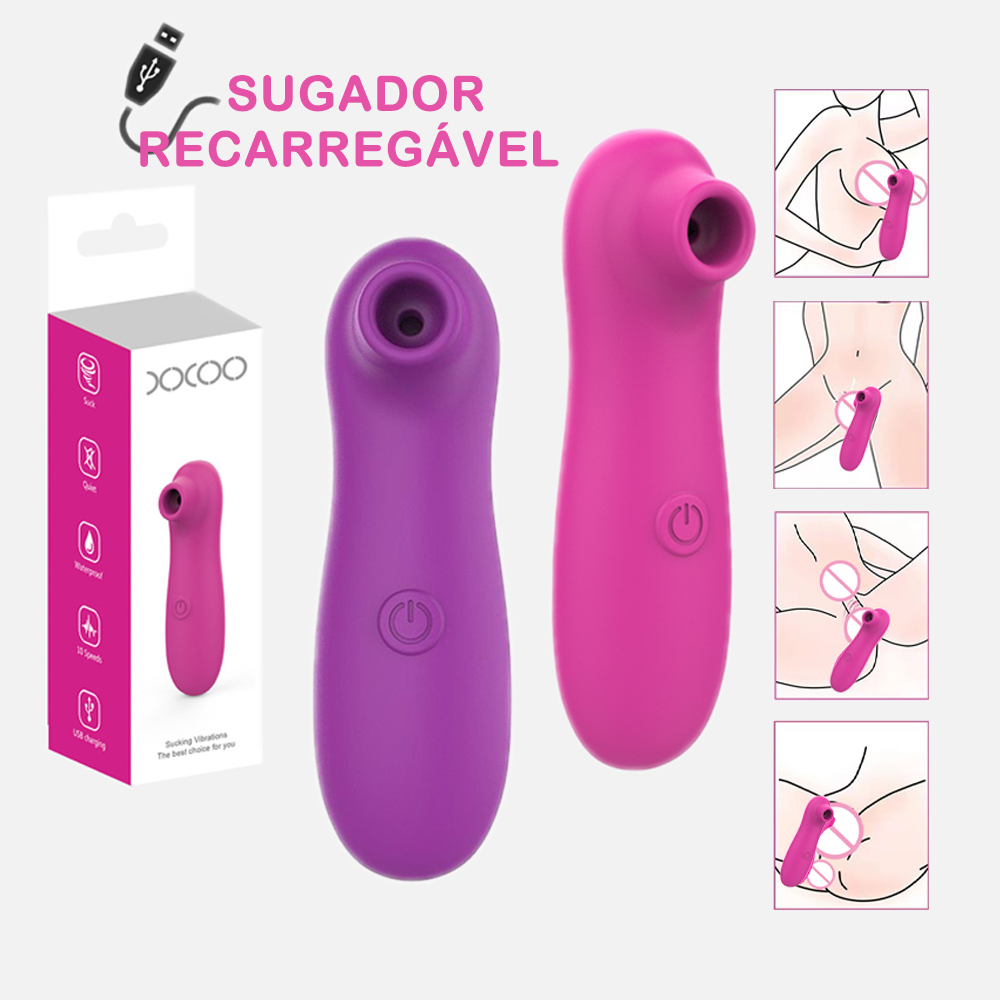 Vibrador Sugador de Clitóris Recarregável - 10 Modos de Vibrações - Estimulador clitoriano SUC-06B