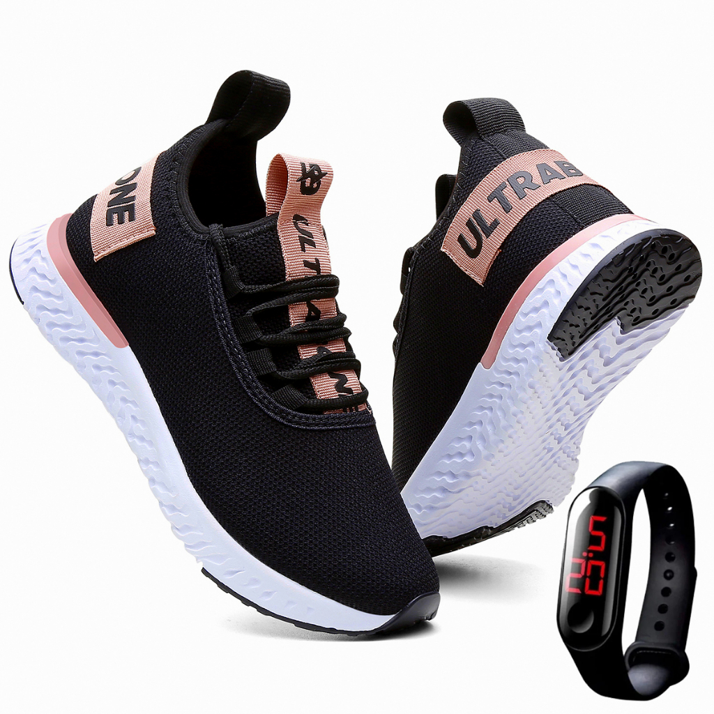 Tênis Feminino Caminhada Leve Academia Ultrabone Relógio