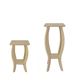 Kit 2 mesinhas quadradas canto cabeceira p/ flor 41cm e 61cm em MDF - Desmontadas