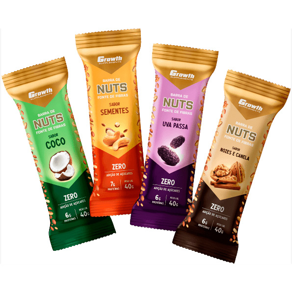 Barra Nuts Growth (Fonte de Fibras) - 12un x 40g (480g) - Growth ...