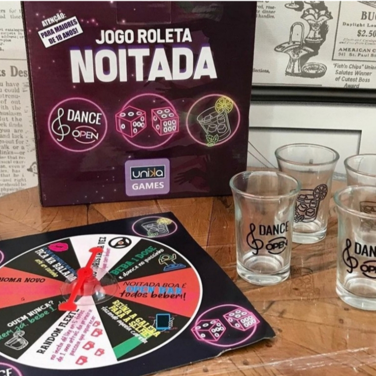 Kit Jogo Da Velha + Roleta Cassino Tequila Drink Destilado