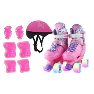 Patins Quad Regulável 28 ao 32, 33 ao 36 e 37 ao 40 c/ Rodas Led e Kit proteção