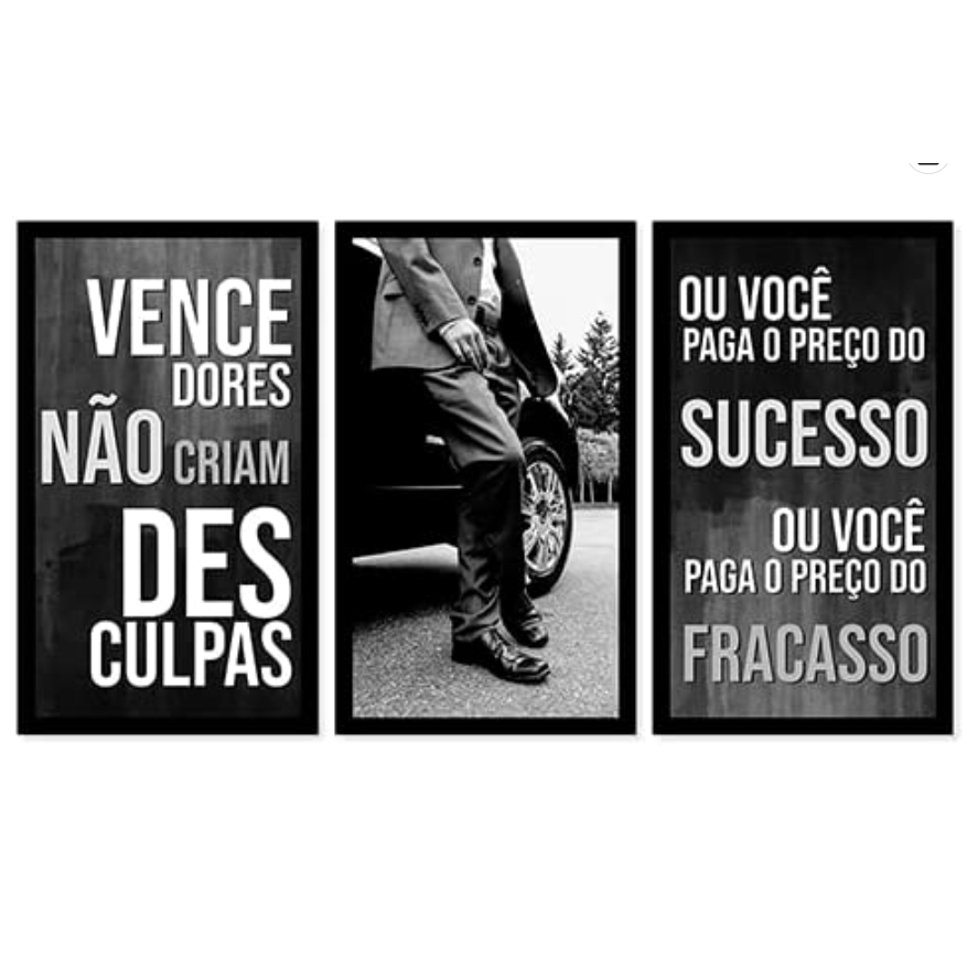 Quadro decorativo vencedores nao criam desculpas frases motivacionais empresário visionário de sucesso quarto sala decoração escritório 3 peças