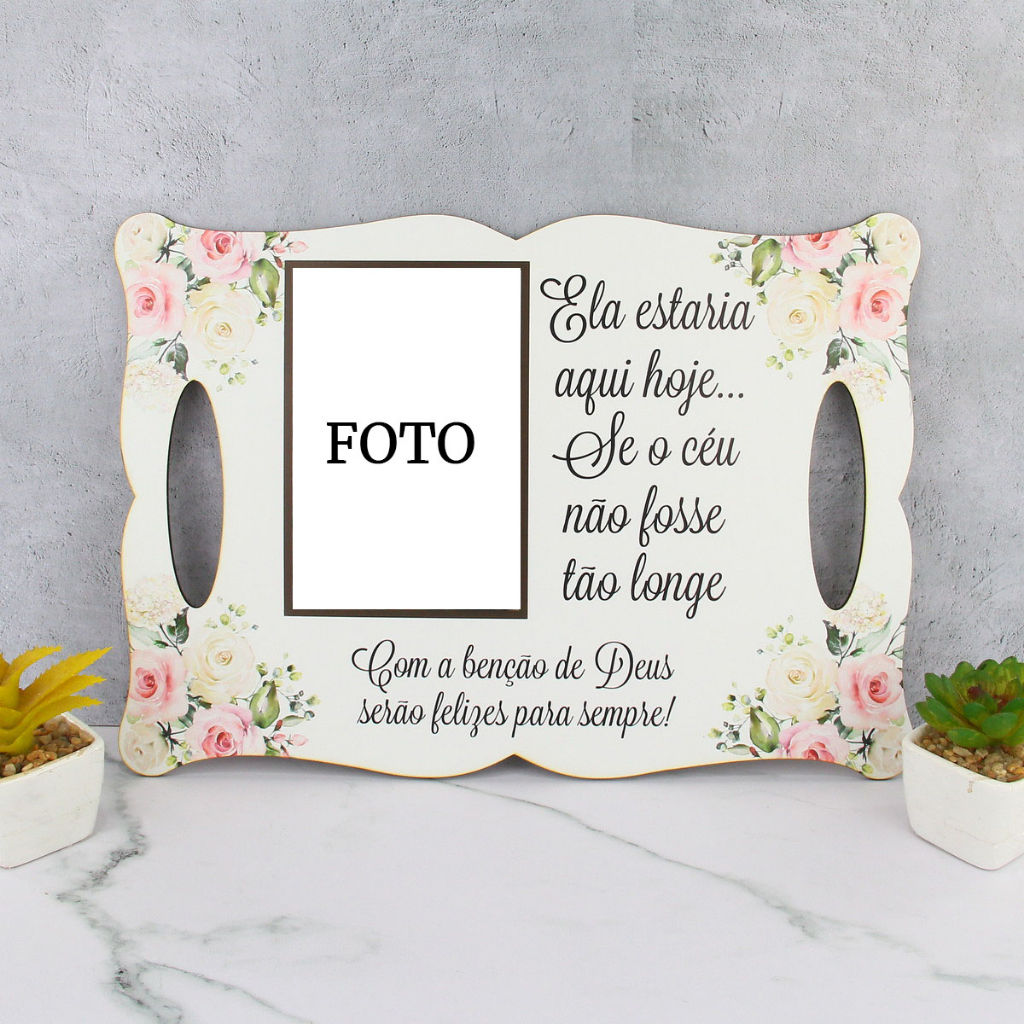 Placa Homenagem Foto Personalizada ondas retangular