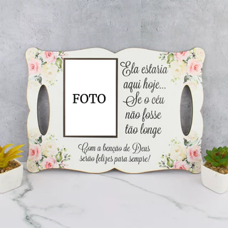 Placa Homenagem Foto Personalizada ondas retangular