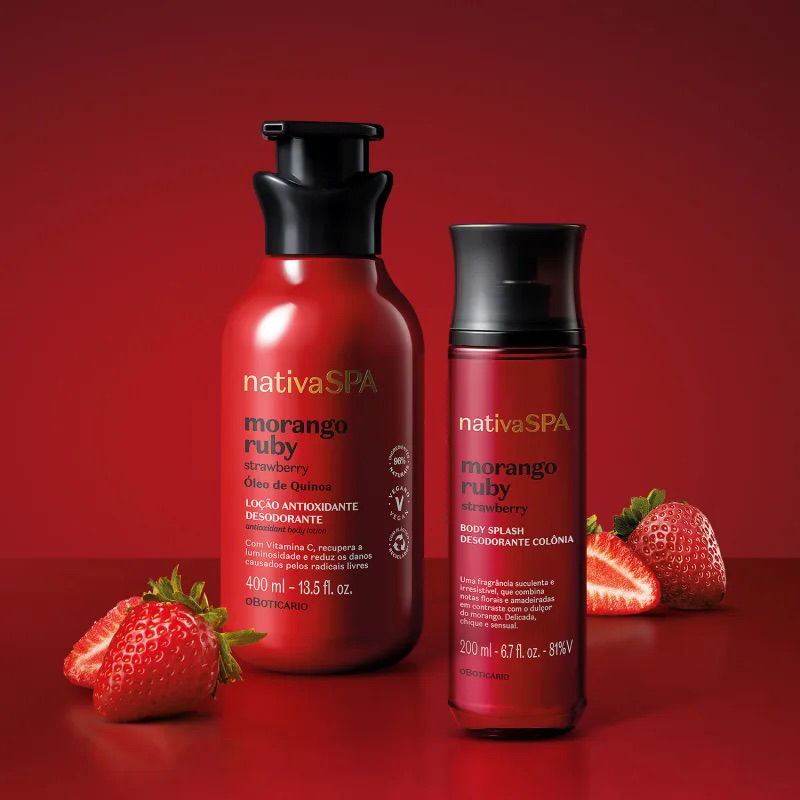 Nativa SPA Morango Ruby: Loção Corporal 400ml + Body Splash 200ml ...
