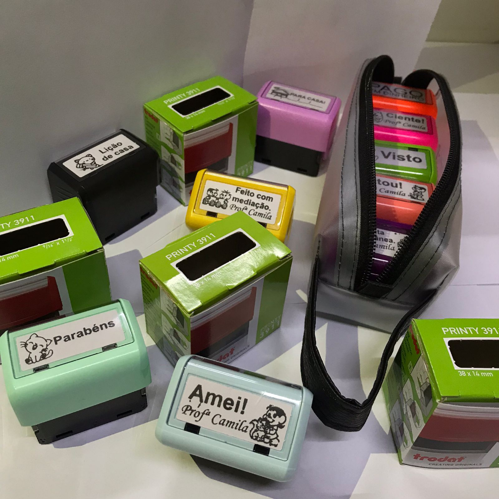 Kit Com 5 Carimbos Para Professores+ Estojo Personalizado