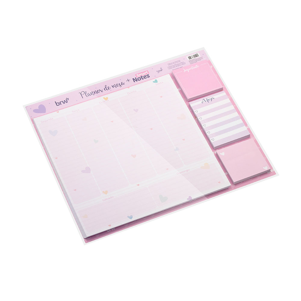 Planner Calendário Semanal De Mesa S/ Data Com Bloco Adesivo + Bloco Notas Adesivo