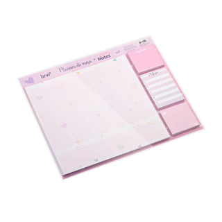 Planner Calendário Semanal De Mesa S/ Data Com Bloco Adesivo + Bloco Notas Adesivo