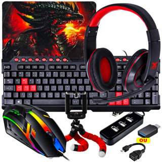 Kit Mobilador Completo Com Headset Teclado Mouse Hub Suporte Celular