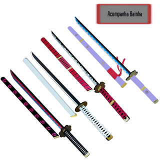 4 Espada / Katana Shusui, Wado Ichimonji, Enma e Sandai Kitetsu Zoro One Piece em MDF com Bainha 90cm