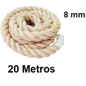 Corda sisal 8mm rasada para artesanato - 20 metros