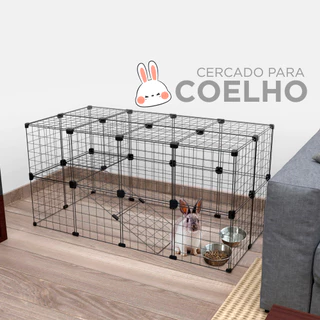 Cercado para Coelho com Andar Portinha e Rampa Teto Fechado 60x120x60cm