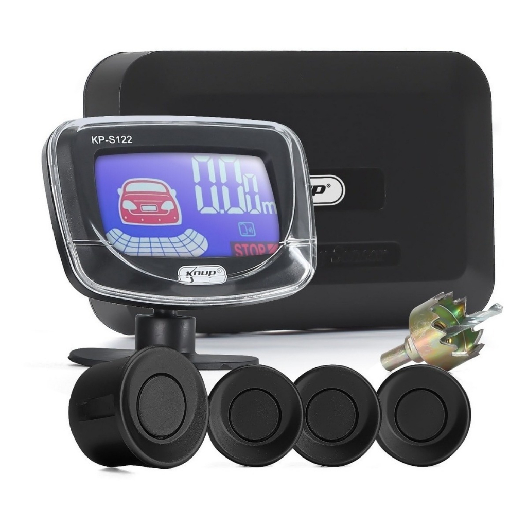 Sensor De Estacionamento Ré 4 Sensores Display Tela Lcd Cores Sonoro ...