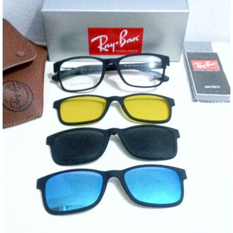 Armação óculos grau descanso + Clip on solar 4 em 1 tamanho médio unissex