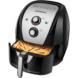Fritadeira Elétrica Air Fryer Mondial 8 Litros 110V Sem Óleo 1900W AR Antiaderente AFN-80-BI Preto/Inox