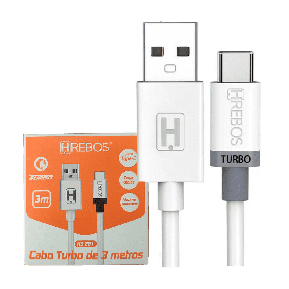 Cabo Usb C Dados Carga Tipo C Reforçado Turbo 3a 3 metros - Escorrega o ...
